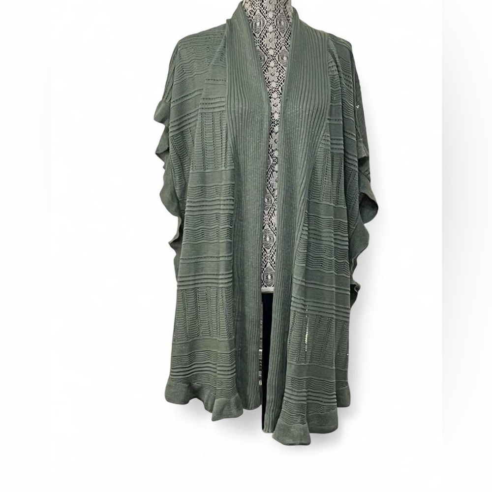 BloomChic Olive Open-Front Ribbed Knit Cardigan - Picture 3 of 8